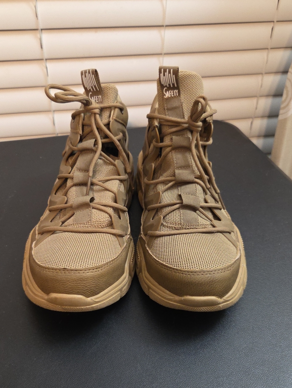 Source Unknown Tan Safety Tactical Boots